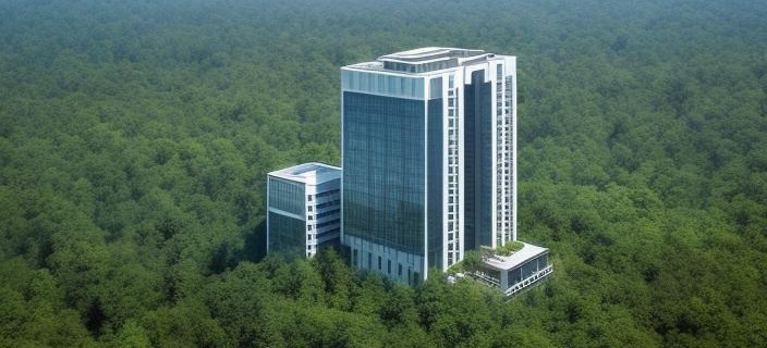 office building in the forest