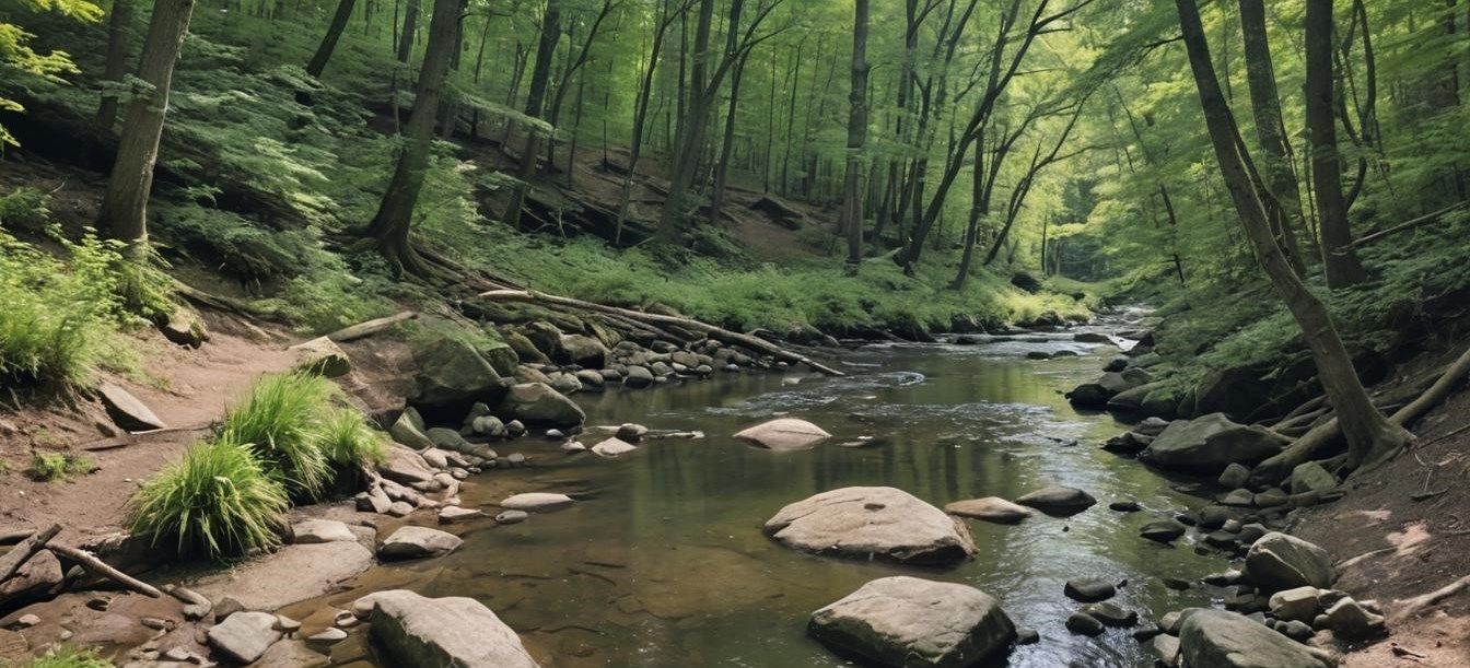 state park in the summer creek